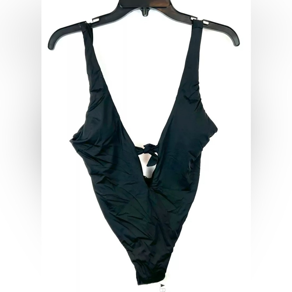 The Bikini Lab Women’s Deep V Neck Black One Piece Swimsuit Size M